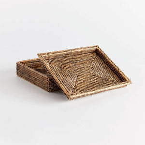 Rattan Lidded Letter Box for Home Office