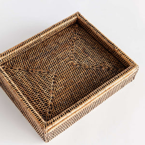 Rattan Lidded Letter Box for Home Office