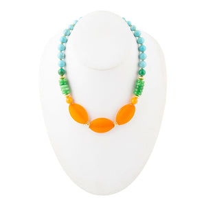 Apricot Orange Agate Chunky Golden Statement Necklace