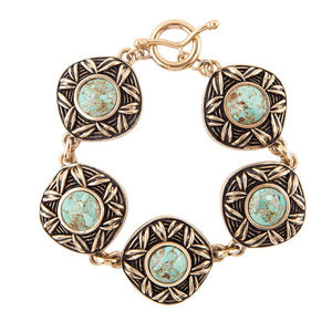 Avalon Blue Turquoise Golden Link Bracelet