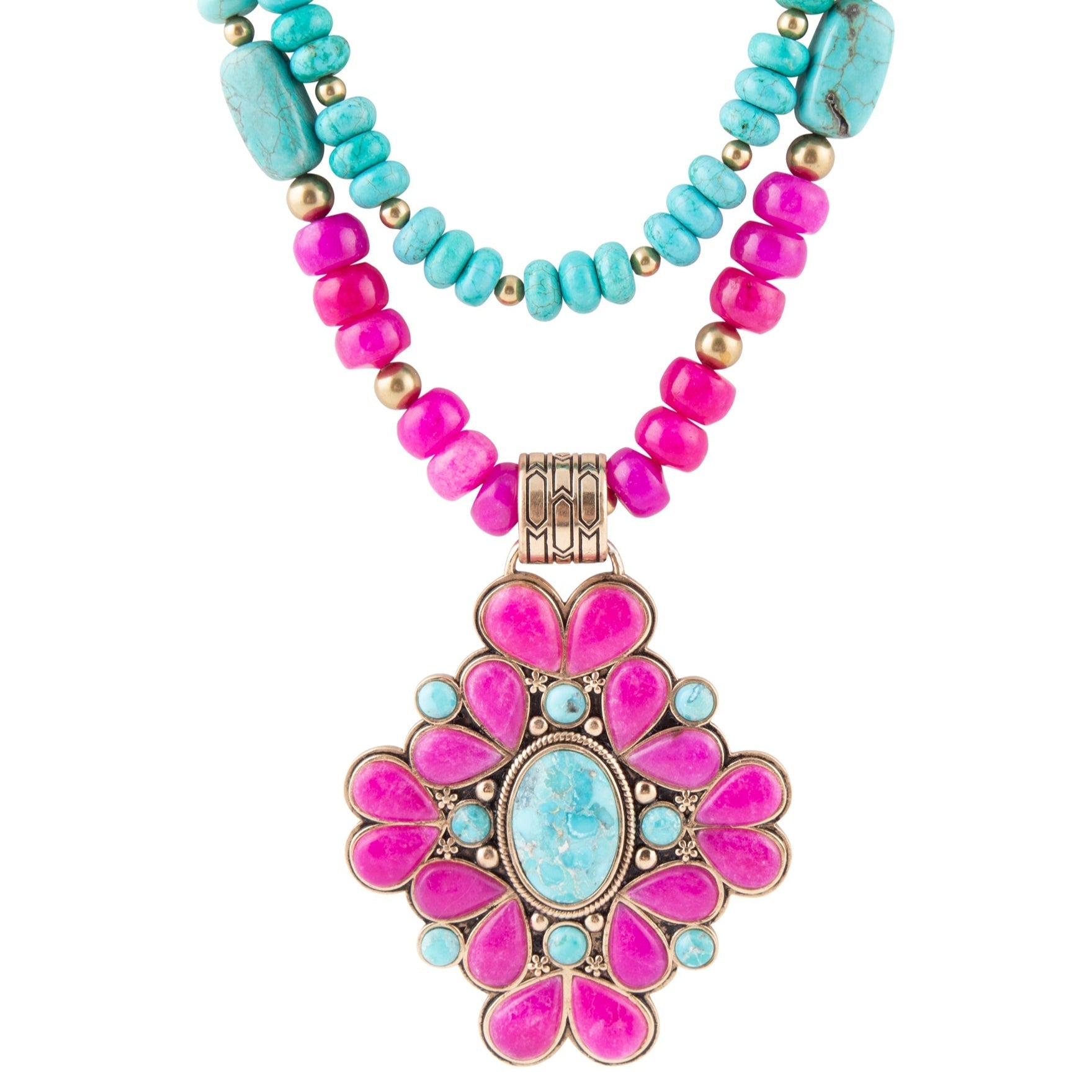 Barcelona Pink Agate Cross Golden Pendant Necklace