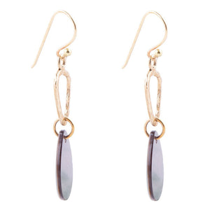 Black Mother of Pearl and Bronze Drop Earrings