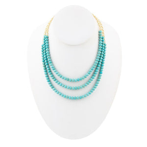 Blue Turquoise Magnesite Golden Necklace