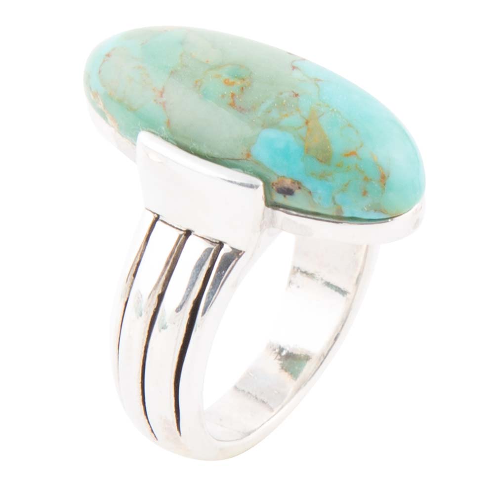 Bold Green Turquoise and Sterling Silver Ring