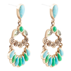 Legacy Blue Turquoise Golden Post Drop Earrings