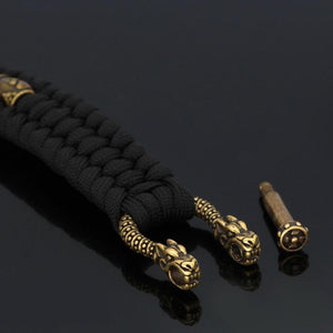 Vikings Mjolnir Stainless Steel Black Paracord Bracelet