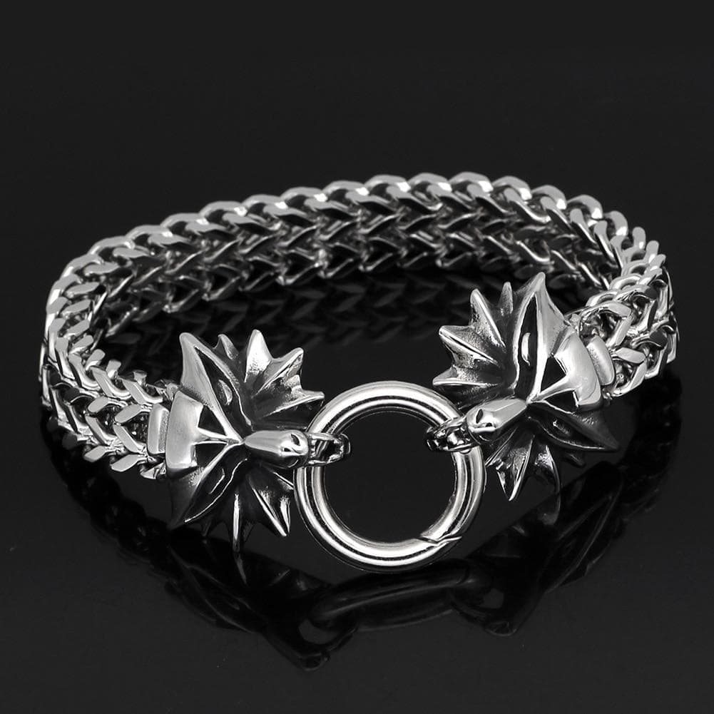 Vikings Nordic Wolf Charm Stainless Steel Bracelet