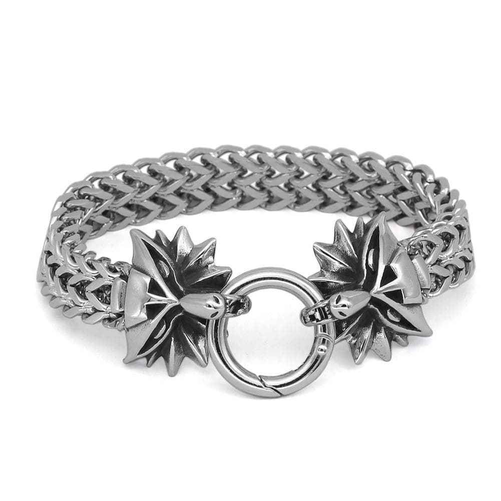 Vikings Nordic Wolf Charm Stainless Steel Bracelet