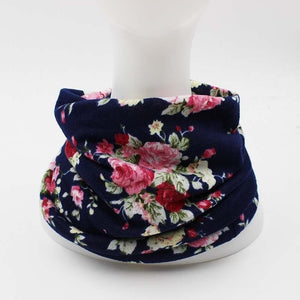 Navy Floral Beanie Hat