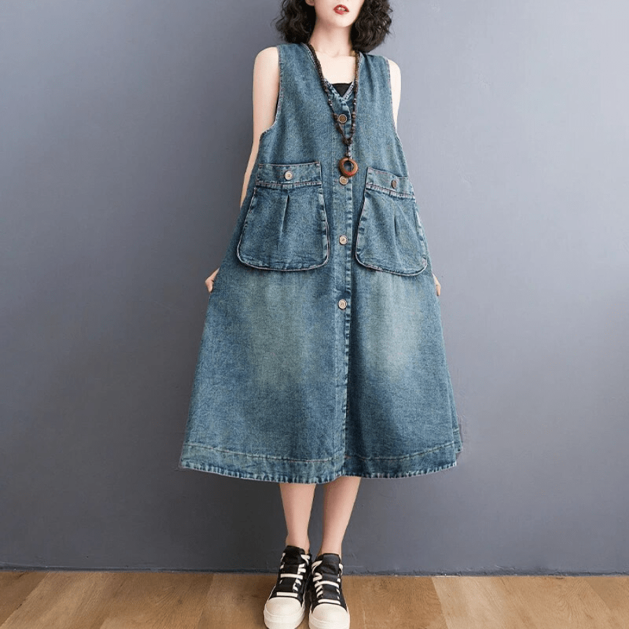 Sunday Ready Denim Overall Dress