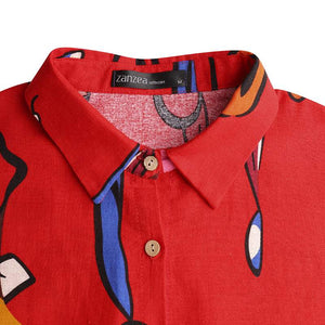 Abstract Art Button Down Maxi Shirt Dress