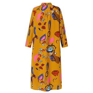 Abstract Art Button Down Maxi Shirt Dress