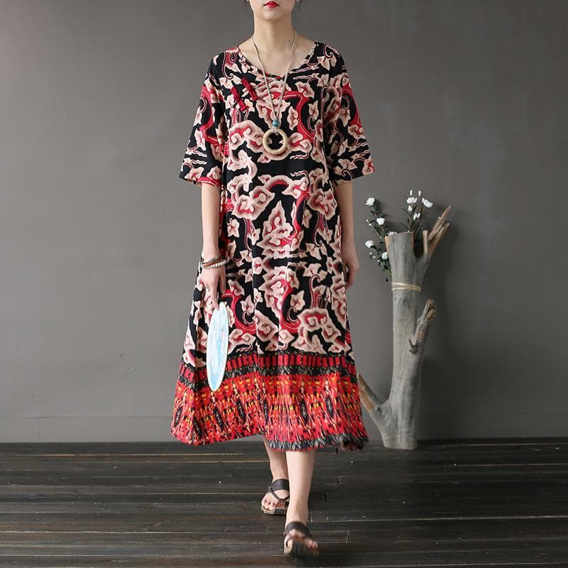 Asia Mystery V Neck Midi Dress