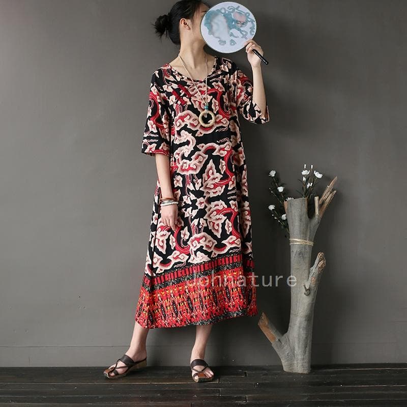 Asia Mystery V Neck Midi Dress