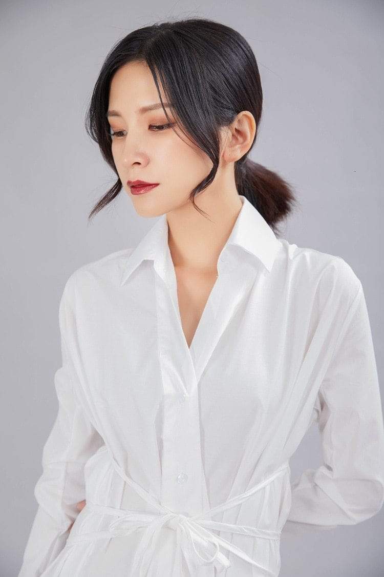 Asymmetrical V Neck Shirt Dress | Millennials