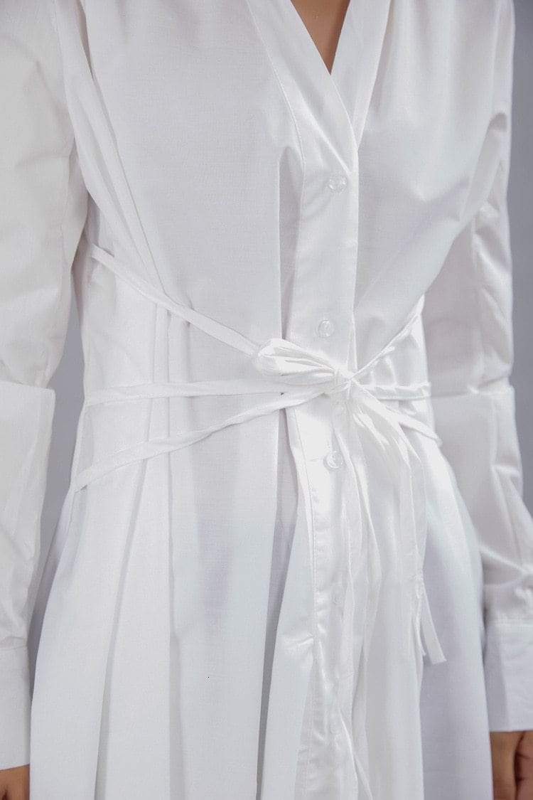 Asymmetrical V Neck Shirt Dress | Millennials