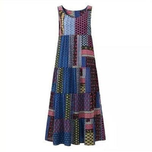 Sleeveless Patchwork Hippie Dress