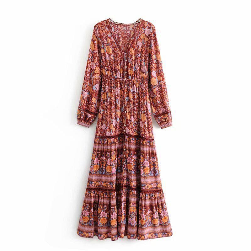 Boho Gypsy Floral Printed Dress