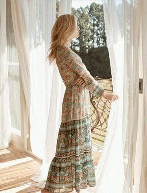 Boho Gypsy Floral Printed Dress