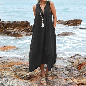 Casual V-neck Sleeveless Midi Dress