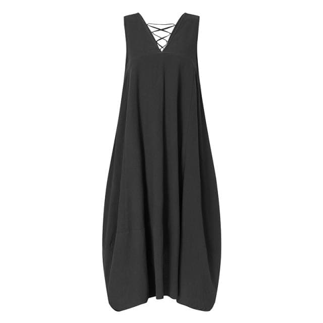 Casual V-neck Sleeveless Midi Dress