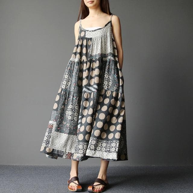 Patchwork Polka Dots Hippie Dress
