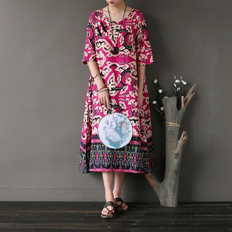 Asia Mystery V Neck Midi Dress