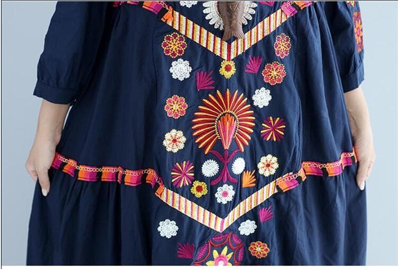 Brazilian Embroidery Bohemian Maxi Dress