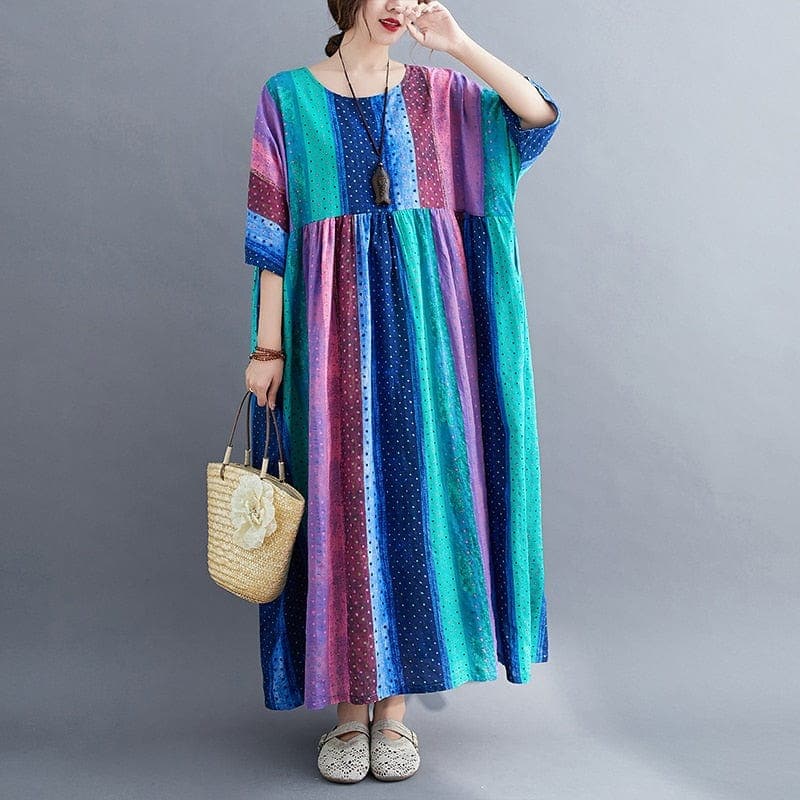 Oversized Bohemian Striped Dress