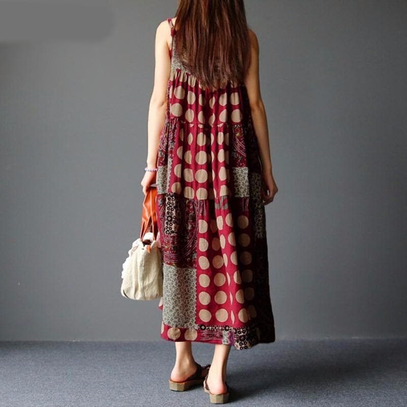 Patchwork Polka Dots Hippie Dress