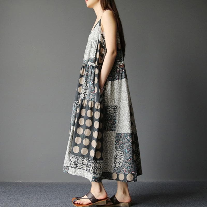 Patchwork Polka Dots Hippie Dress