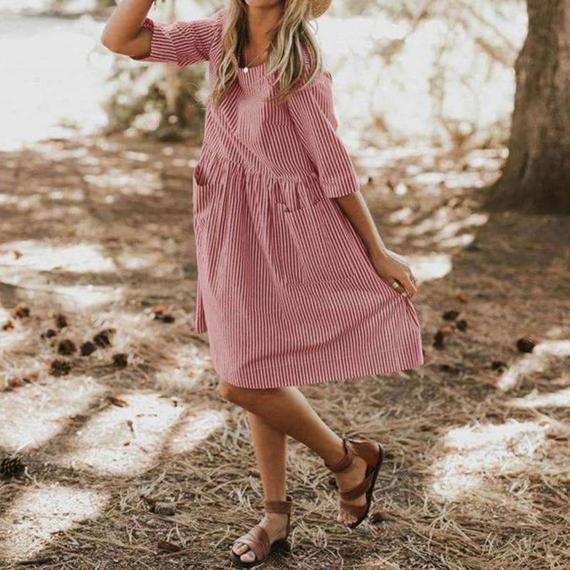 Graceful Striped Midi Dress