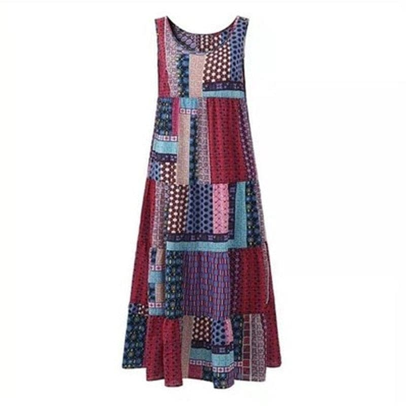 Sleeveless Patchwork Hippie Dress