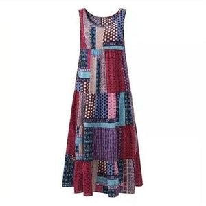 Sleeveless Patchwork Hippie Dress