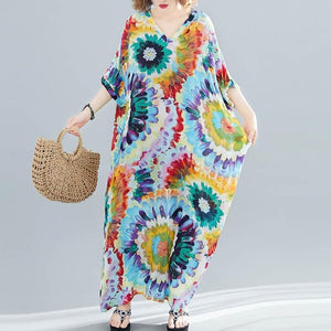 Tie-Dye Print Loose Hippie Dress