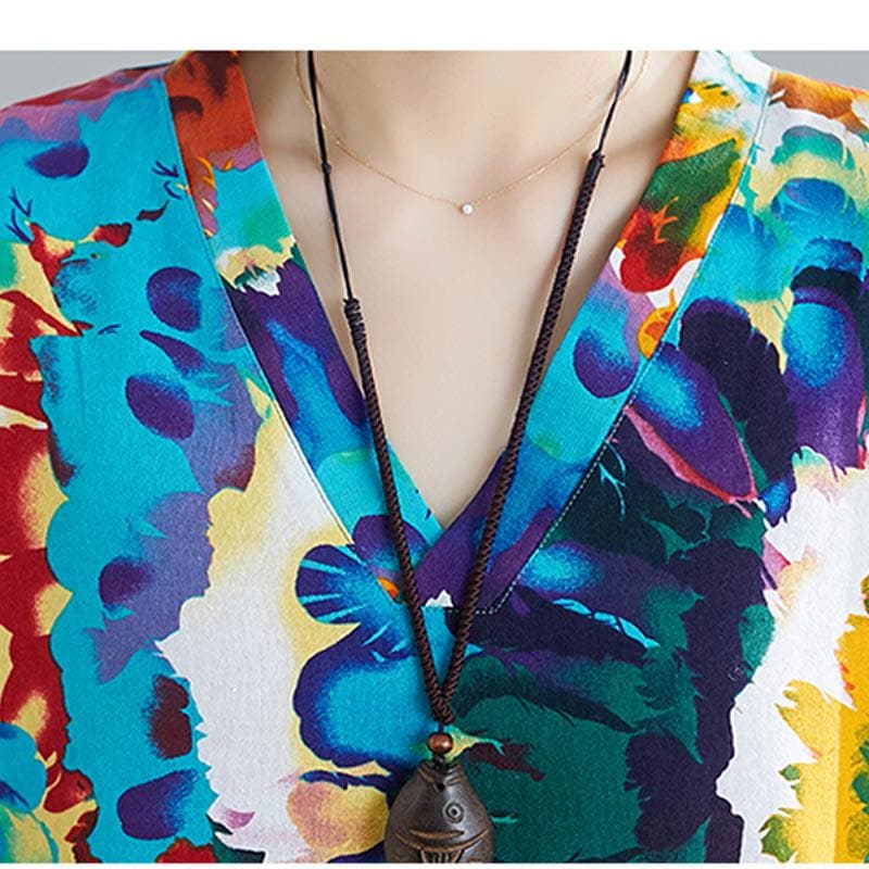 Tie-Dye Print Loose Hippie Dress