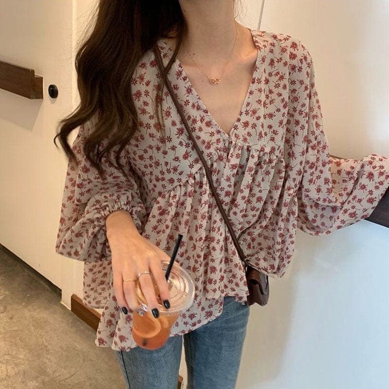Lily of The Incas Puff Sleeve Floral Blouse