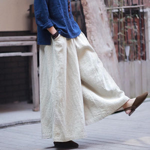 Beige Linen Palazzo Pants  | Zen