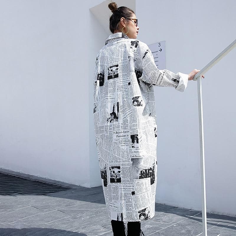 Editorial Newspaper Printed Oversized Shirt | Millennials