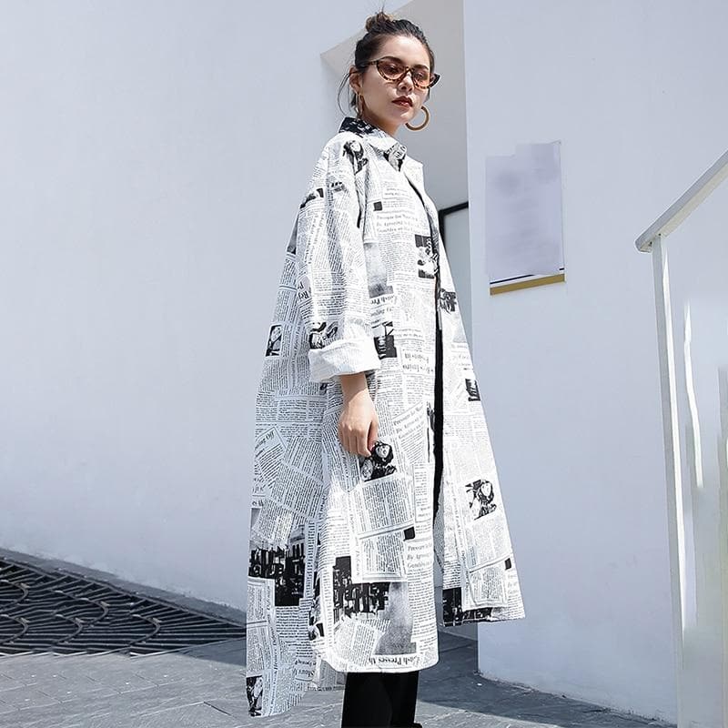 Editorial Newspaper Printed Oversized Shirt | Millennials