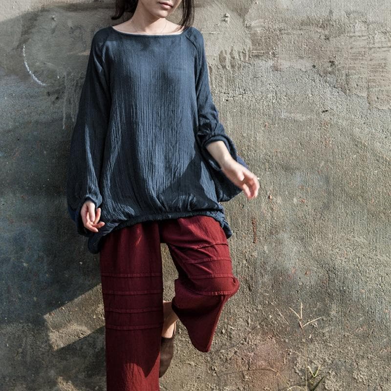 Lantern Sleeve Oversized Cotton Shirt | Lotus
