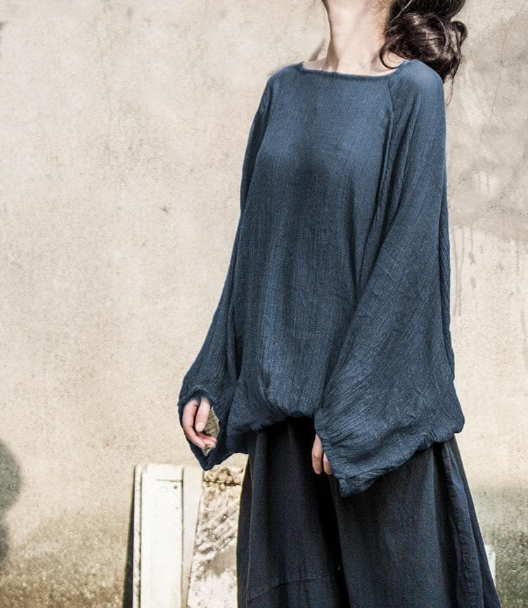 Lantern Sleeve Oversized Cotton Shirt | Lotus