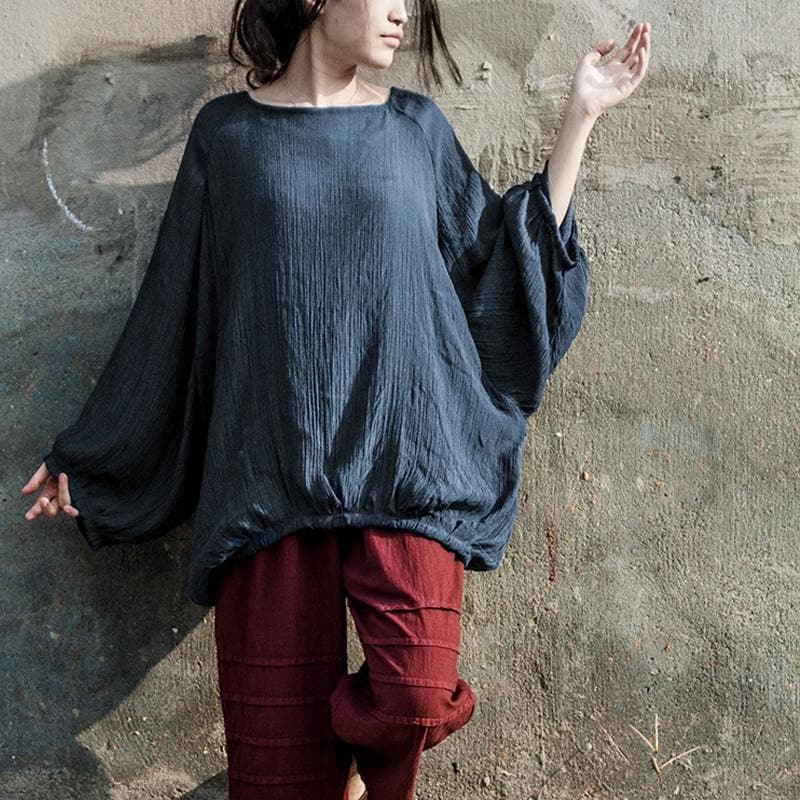 Lantern Sleeve Oversized Cotton Shirt | Lotus