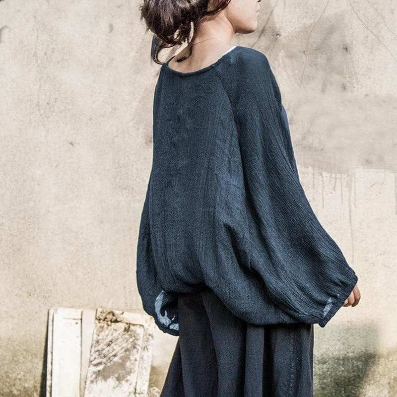 Lantern Sleeve Oversized Cotton Shirt | Lotus