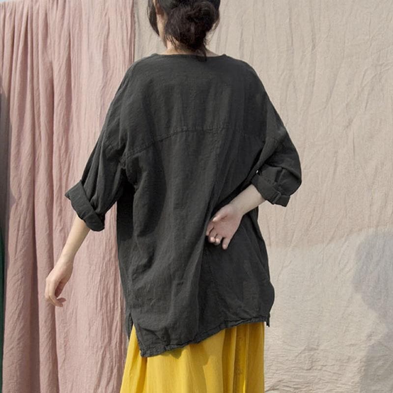 Harmony Grey Cotton Linen Shirt | Lotus