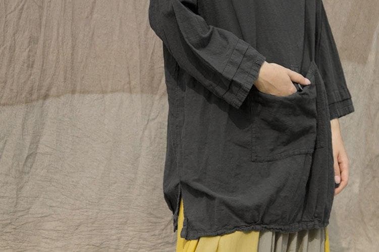 Harmony Grey Cotton Linen Shirt | Lotus