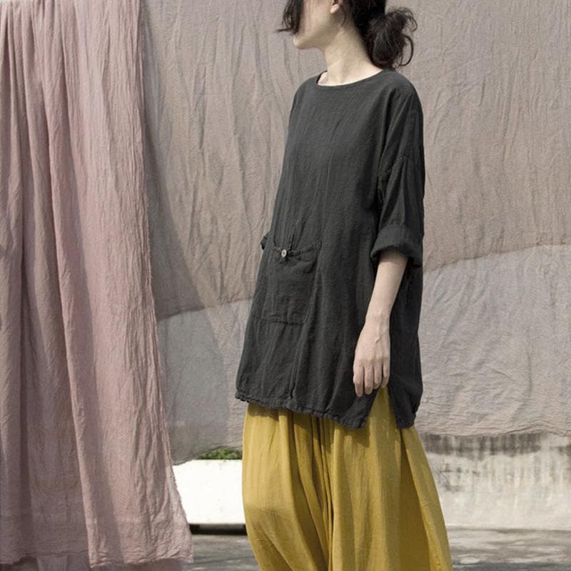 Harmony Grey Cotton Linen Shirt | Lotus