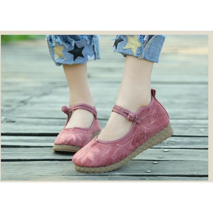 Pink Cotton & Linen Shoes