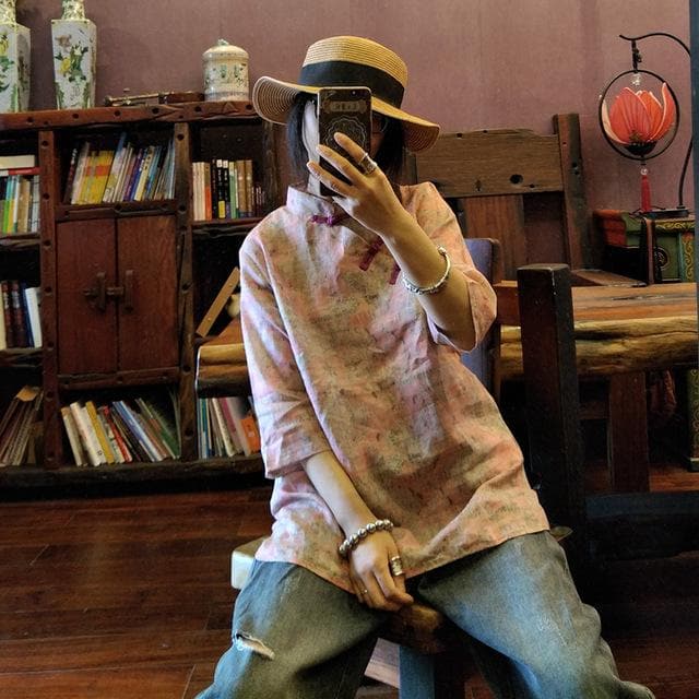 Zen Casual Floral Chinese Shirt  | Zen