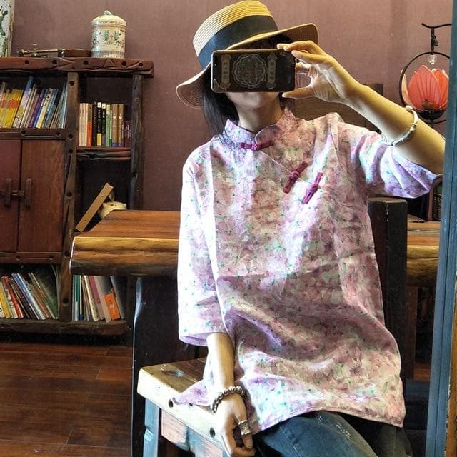 Zen Casual Floral Chinese Shirt  | Zen
